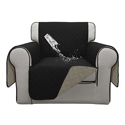 Double Protection 100% Waterproof Chair Sofa Cover for Living Room (Black/Beige / Chair Small)