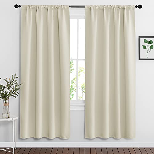 Curtains for Bedroom Living Room Nursery Office 72 inches Long (Beige / 42"W x 72"L (Pack of 2))