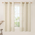 63 Inch Length Beige Linen Curtains for Bedroom 2 Panels Set (34"W x 63"L (Pack of 2) / Beige)