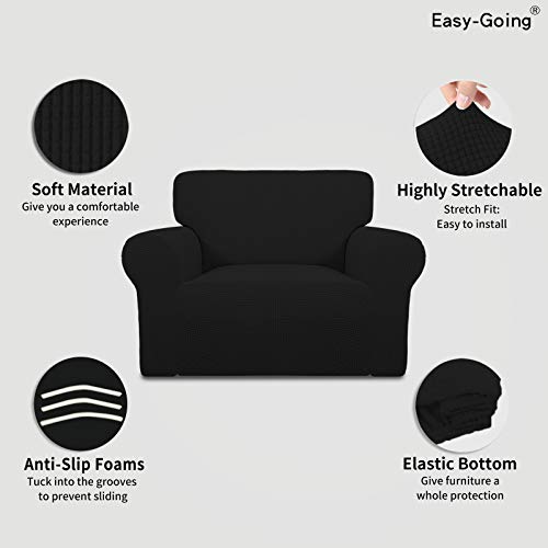 Stretch Oversized Chair Slipcover with Arm Washable Black (Small-XL Chair / Black)