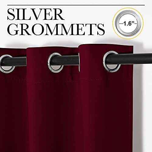 Modern Blackout Curtains Noise Reducing (Wine Red / 42"W x 54"L (Pack of 2))