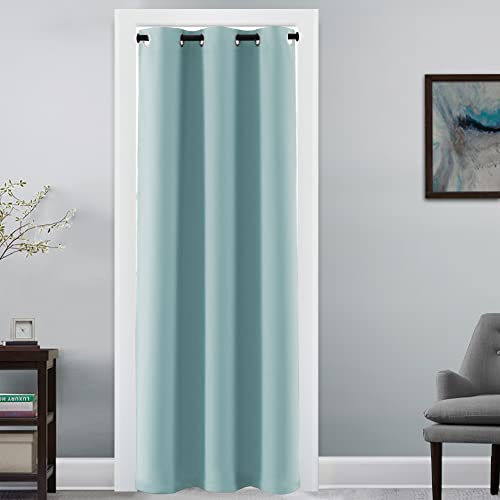 Doorway Curtain Blackout Closet Door Curtain Room Divider Window Treatment Curtain for Bedroom Thermal Insulated Privacy Drape Soundproof Grommet (42"W x 80"L (Pack of 1) / Mineral Blue)