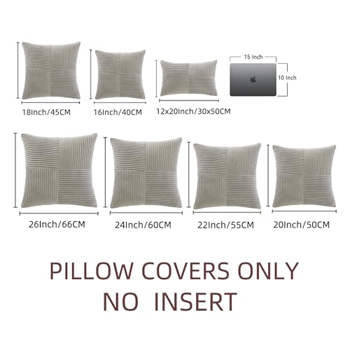 2 Packs Neutral Grey Decorative Throw Pillow Covers 16x16 Inch for Living Room Couch Bed (Neutral Grey / 16" x 16" (Pack of 2))