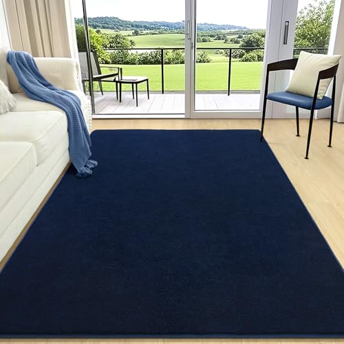 4x6 Area Rugs for Living Room Non Slip Dorm Bedroom Rug (4' x 6' (Rectangular) / Navy Blue)