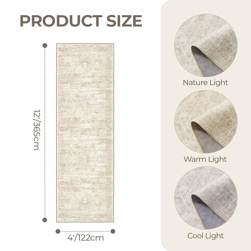 4x12 Runner Rug Non Slip (Beige/Ivory / 4' x 12' (Runner))