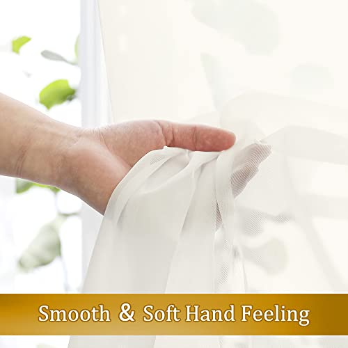 Ivory Living Room Sheer Curtains 54 inch Long 2 Panels Set (40"W x 54"L (Pack of 2) / Ivory)