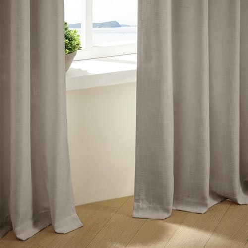 Burlywood Birch Pinch Pleated Linen Curtains 105 Inches Long 2 Panels Set (Burlywood Birch / 40"W x 105"L (Pack of 2))