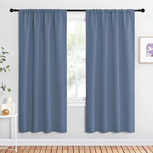 Stone Blue Blackout Curtains for Living Room (Stone Blue / 42"W x 72"L (Pack of 2))