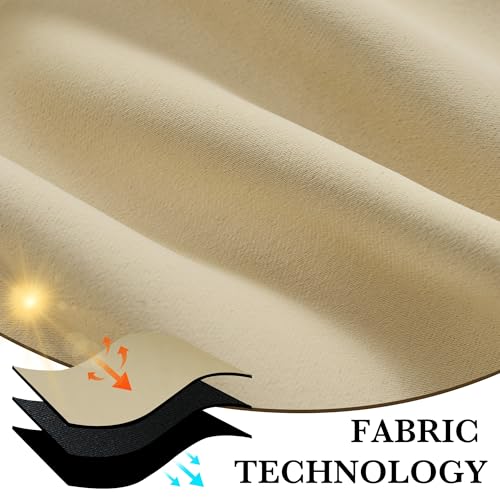 100% Blackout Short Curtains for Small Window (100% Blackout - Biscotti Beige / 52"W x 36"L (Pack of 2))
