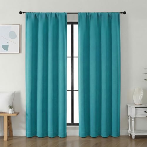 Ava Teal Blackout Curtains for Bedroom 72 Inch Length 2 Panels Set (Teal / 40"W x 72"L (Pack of 2))