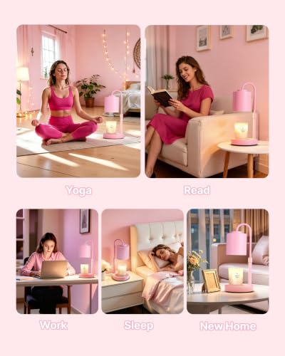 Dimmable Candle Warmer Lamp with Timer (Baby Pink)