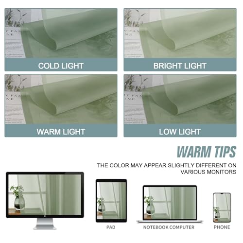 Extra Wide Sage Green Sheer Curtains for Windows 108 inches Long (59"W x 108"L (Pack of 2) / Sage Green)