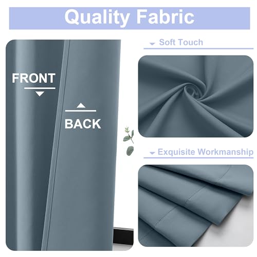 Ava Stone Blue Blackout Curtains for Bedroom 90 Inches Long 2 Panels Set (Stone Blue / 40"W x 90"L (Pack of 2))