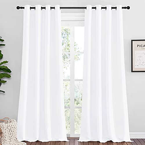 Pure White Blackout Curtains for Kids Room 55" w x 102" L 2 Panels (Pure White / 55"W x 102"L (Pack of 2))
