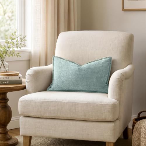 Decorative Lumbar Throw Pillow Covers 12x20 Inch Aqua Haze 2 Pack (Aqua Haze / 20" x 12" (Pack of 2))