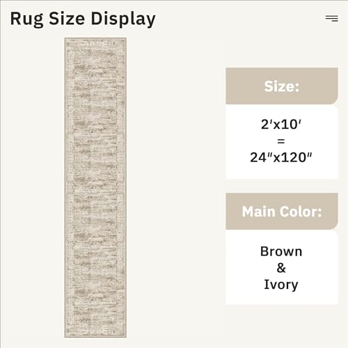 Runner Rug 2x10 Washable Non (Brown / 2' x 10' (Runner))