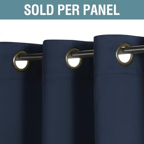 Blackout Curtain for Living Room Thermal Insulated Window Treatment Curtain Extra Long 108 inch Length Energy Saving Solid Grommet Top Blackout Drape (52"W x 108"L (Pack of 1) / Navy Blue)