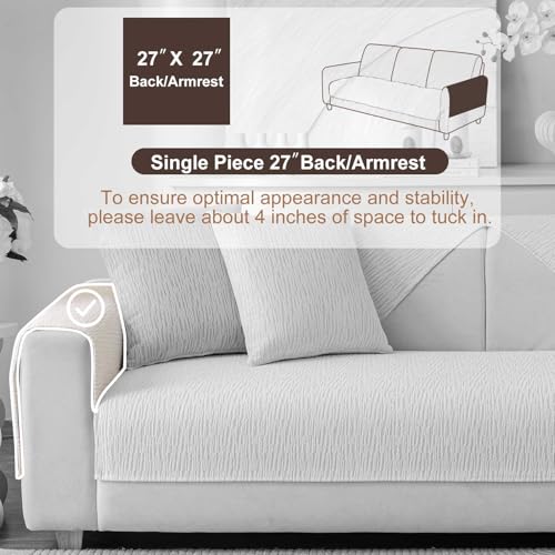 Soft Waterproof Chenille Cover Washable (1pc/27"x27"-Arm/Backrest Cover / White)