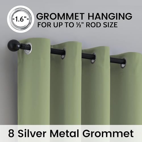 Sage 100% Blackout Curtains Room Darkening Living Room 54 Inch (Sage / 52"W x 54"L (Pack of 2))