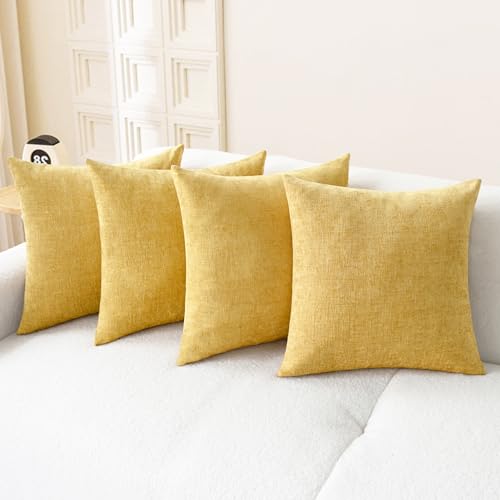 Decorative Couch Throw Pillow Covers 18 X 18 Inches Gold (18" x 18" (Pack of 4) / Gold)