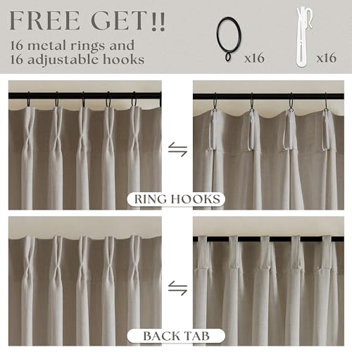 Burlywood Birch Pinch Pleat Linen Kitchen Curtains 45 Inches Long 2 Panels (Burlywood Birch / 40"W x 45"L (Pack of 2))