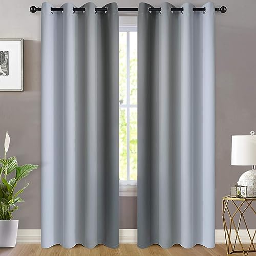 Ombre Curtains Grey and Greyish White for Living Room (52"W x 90"L (Pack of 2) / Grey)