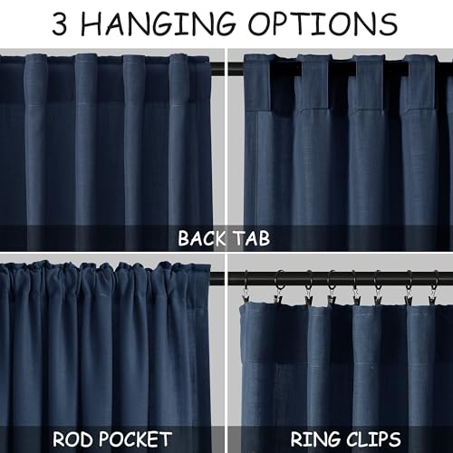 Denim Blue Linen Curtains 90 Inch Long 2 Panels Set for Bedroom Living Room Denim Blue Linen Textured Window Drapes Semi Sheer Light Filtering Rod Pocket Back Tab Farmhouse Curtain 52x90 (52"W x 90"L (Pack of 2) / Denim Blue)