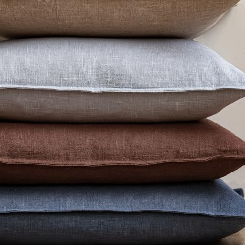 Linen Solid Decorative Throw Pillow Covers 26x26 Inch Dark Blue (26" x 26" (Pack of 2) / Blue Ashes)