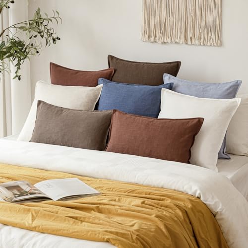 Linen Solid Decorative Throw Pillow Covers 26x26 Inch Dark Blue (26" x 26" (Pack of 2) / Blue Ashes)