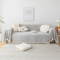 Grey Sofa Cover for Couch Boho Couch Cover for 3 Seat Dog Couch Cover Love Seat Couch Covers Light Grey Sectional Cover 71" X118" Tassel Chenille Herringbone Sofa Covers Washable (71" x 118" / Tassel Ball: Grey)