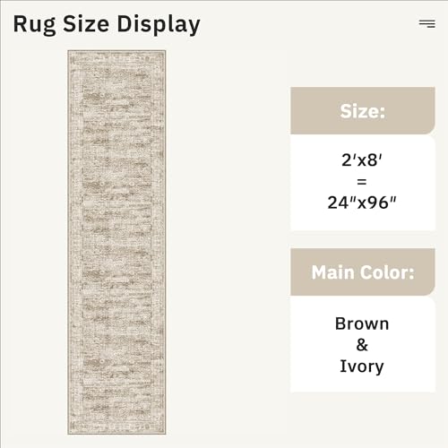 Runner Rug 2x8 Washable Non (Brown / 2' x 8' (Runner))