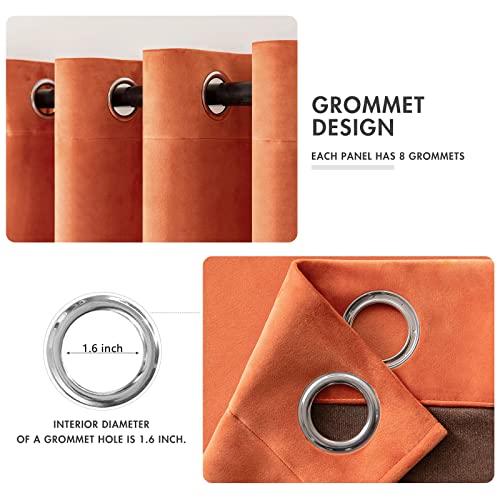 Fall Orange Velvet Curtains Terracotta 52 x 108 Inch Length Set of 2 (Orange / 52"W x 108"L (Pack of 2))