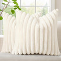 Fall Faux Fur Throw Pillow Covers 18x18 Set of 2 Cream White (Cream White / 18" x 18" (Pack of 2))