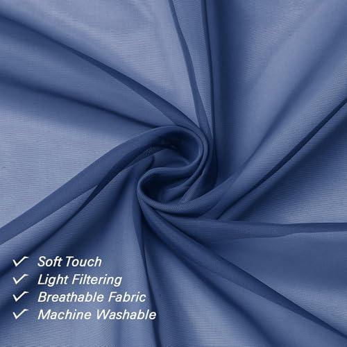 Royal Blue Sheer Curtains 84 Inches Long 2 Panels Set (Royal Blue / 42"W x 84"L (Pack of 2))