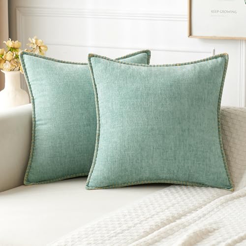 Decorative Couch Throw Pillow Covers 18x18 Inch Aqua Green 2 Pack (Aqua Green / 18" x 18" (Pack of 2))