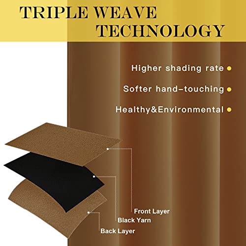 Kitchen Short Blackout Curtain and Drape (Gold Brown / 52"W x 45"L (Pack of 1))