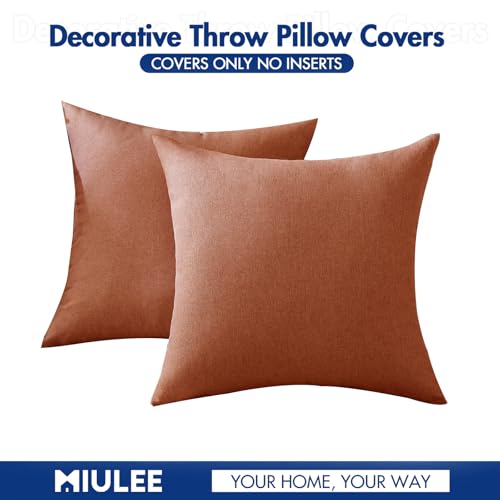 Decorative Outdoor Pillow Covers Fall 12x12 Rust (12" x 12" (Pack of 2) / Rust)