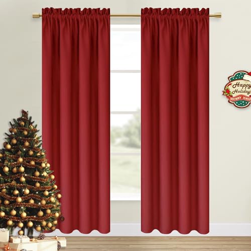 Blackout Curtains for Bedroom Living Room 38 x 84 Inch Long Red (Red / 38"W x 84"L (Pack of 2))