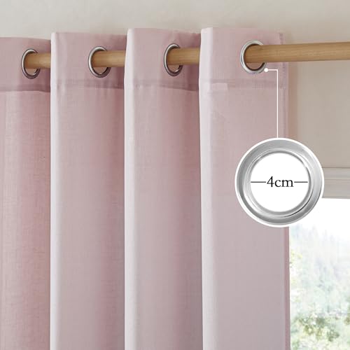 Blush Pink Short Linen Curtains for Kitchen (Blush Pink / 42"W x 48"L (Pack of 2))