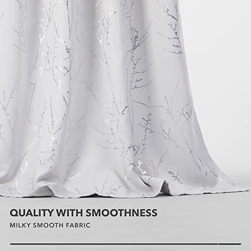 Living Room Curtains 45 Inches Long (Greyish White/Tree Branch / 42"W x 45"L (Pack of 2))