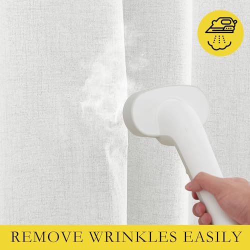 100% Absolutely Blackout Linen Curtains with Thermal Insulated Liner (62"W x 90"L (Pack of 2) / Greyish White)