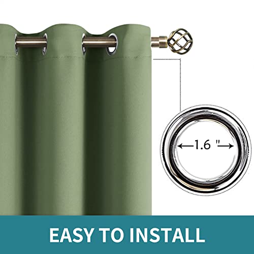Grass Green Blackout Curtains for Bedroom 63 Inch Long (Grass Green / 52"W x 63"L (Pack of 2))