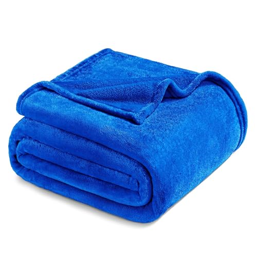 Soft Fleece Blanket Queen Size for Bed (Cobalt Blue / Queen (90" x 90"))