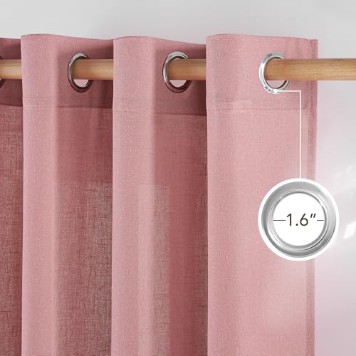 Thick Linen Pink Curtains for Girls Room 96 inches Long (Pink / 55"W x 96"L (Pack of 2))
