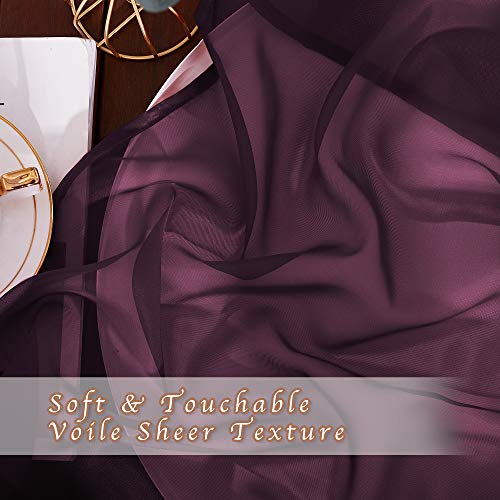 Voile Red Sheer Curtains 84 Inches Long (Burgundy Red / 54"W x 84"L (Pack of 2))