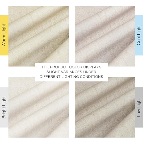 Cream 100% Blackout Linen Curtains 102 inch Long Burg for Living Room (52"W x 102"L (Pack of 2) / Cream)