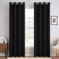 100% Blackout Linen Curtains for Bedroom 52x84 Inches Black (Black / 52"W x 84"L (Pack of 2))