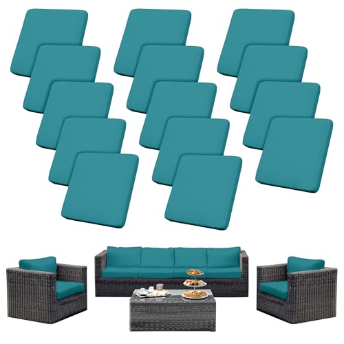 14PCS Patio Cushion Covers.Patio Furniture Couch SeatSlipcovers (Blue Paon / 14PCS)