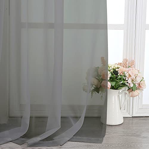 Charcoal Grey Sheer Scarf Valances for Windows 216 Inch Extra Long (Charcoal Grey / 42"W x 216"L (Pack of 2))