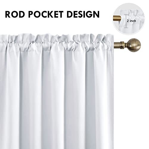 Wide Blackout Curtains for Living Room 60 x 63 Inch Long 2 Panels (Greyish White / 60"W x 63"L (Pack of 2))